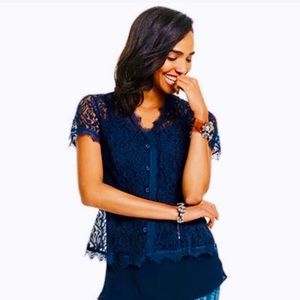 CAbi London Lace Button Up Top